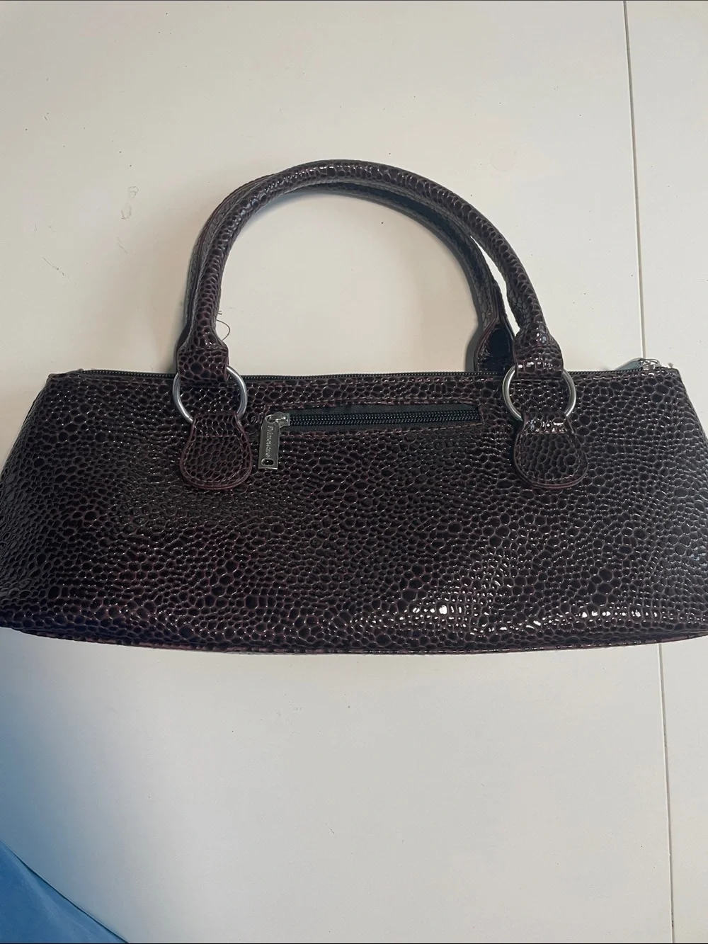 Wine Bag Deep Burgundy Croc-Embossed Leather